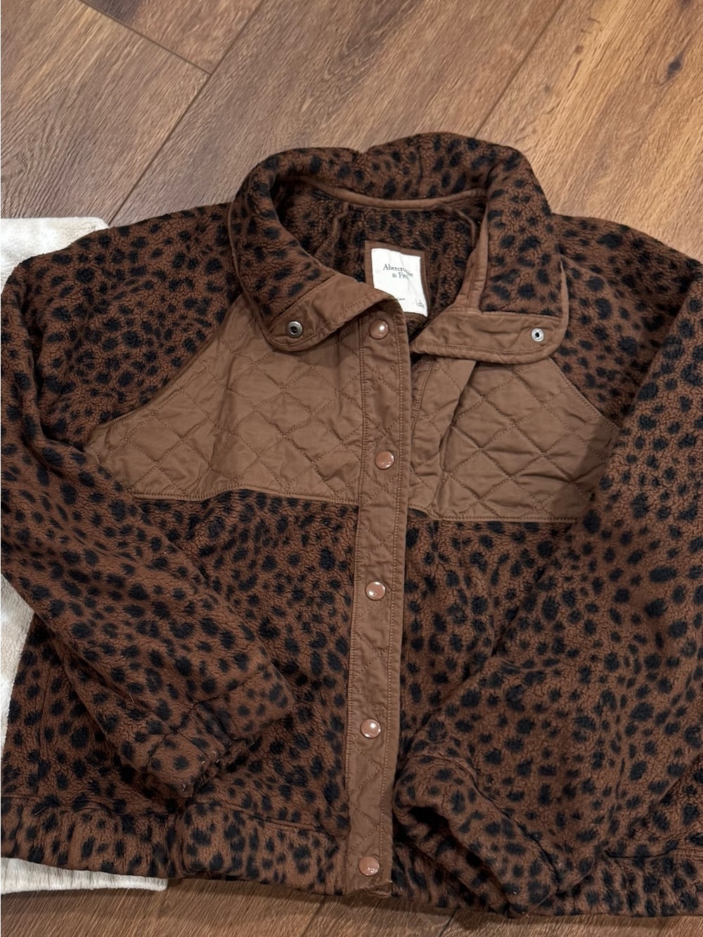 Abercrombie & Fitch Brown Leopard Quilted Panel Jacket